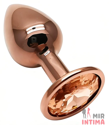 Анальная пробка с кристаллом EGZO Dark Gold Round Plug, size S Анальная пробка с кристаллом EGZO Dark Gold Round Plug, size S