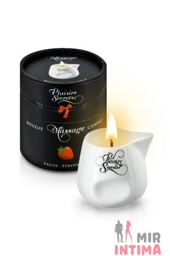 Массажная свеча Plaisirs Secrets Strawberry, керамический сосуд, 80 мл