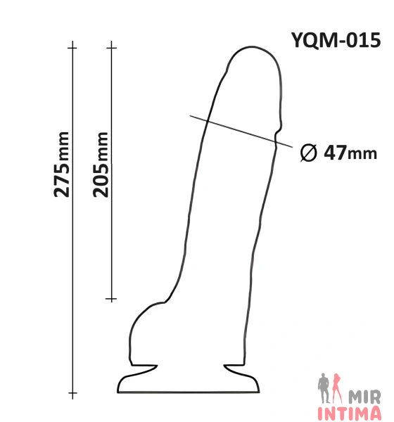 Фаллоимитатор Гигант с мошонкой на присоске OYO,  27.5x4,7см - 10