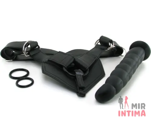 Страпон черный Fetish Fantasy Extreme Silicone Ruff Rider Strap-On, 25,4х5 см