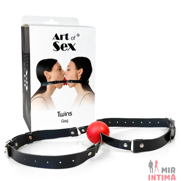 Двойной кляп Art of Sex - Twins, натуральная кожа - 2
