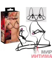 Женский-стимулятор-груди-Бюстгалтер с зажимами на соски Bra With Silicone Nipple Clamps