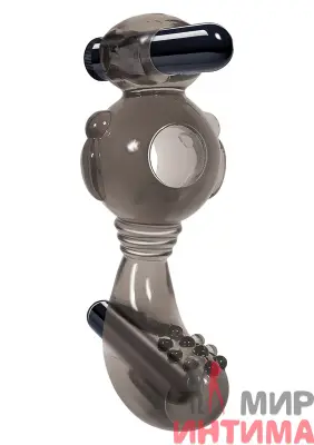 Эрекционное кольцо с вибропулями Ball Buzzer Cock Ring Smoke