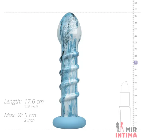 Дилдо Gildo Ocean Wave стекло + силикон, 17.6 см - 5