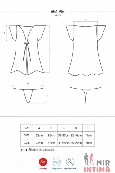 Комплект Peignoir пеньюар+стринги 861-PEI-5 - 3