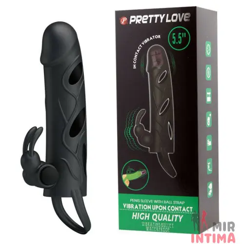 Насадка Pretty Love с вибрацией в головке и клиторальным стимулятором Насадка Pretty Love с вибрацией в головке и клиторальным стимулятором