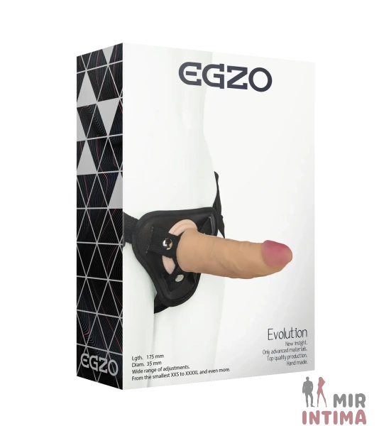 Страпон женский EGZO Evolution, 17,5см, киберкожа Страпон женский EGZO Evolution, 17,5см, киберкожа