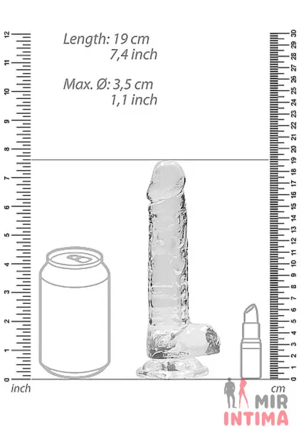 Фаллоимитатор с мошонкой Dildo REALROCK прозрачный 19х7,4см - 2 Фаллоимитатор с мошонкой Dildo REALROCK прозрачный 19х7,4см - 2