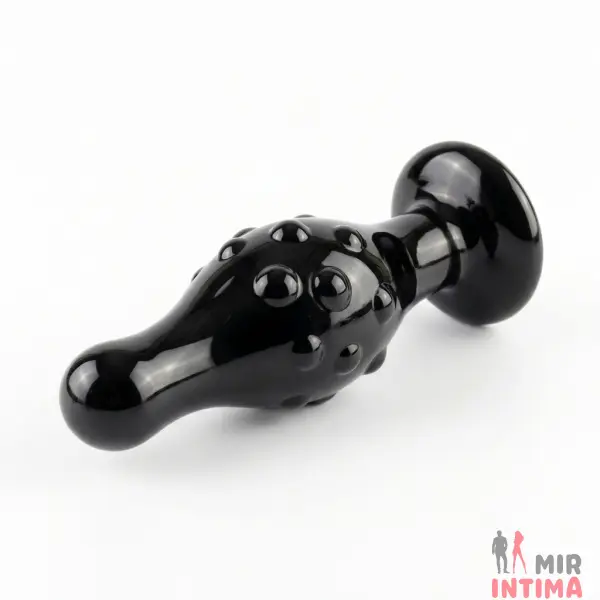 Стеклянный стимулятор Glass Romance Black, 11,3х3,7см - 1