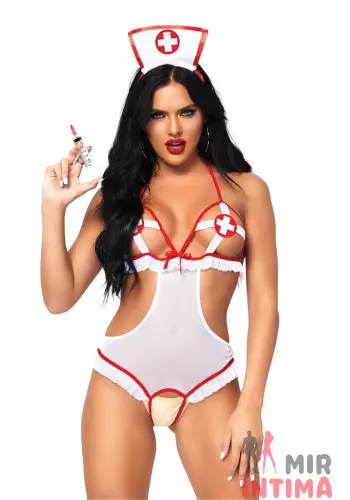 Костюм медсестры Leg Avenue Naughty Nurse, one size, боди и шапочка