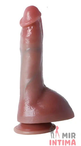 Большой фаллоимитатор с мошонкой на присоске, OYO Dildo Double Layer Silicone, 22 x 5 см