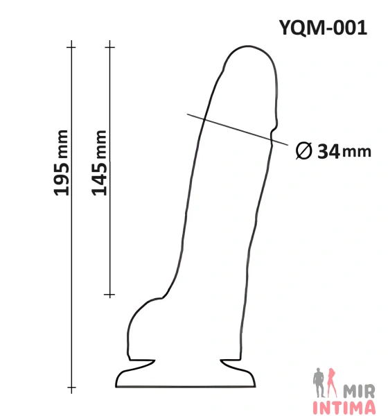 Фаллоимитатор с мошонкой на присоске OYO, 19.5x3.6 см - 8