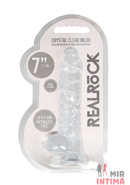 Фаллоимитатор с мошонкой Dildo REALROCK прозрачный 19х7,4см - 1 Фаллоимитатор с мошонкой Dildo REALROCK прозрачный 19х7,4см - 1