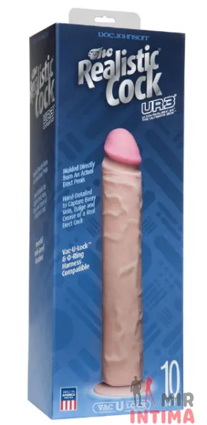 Большой фаллоимитатор UltraSkyn Realistic Cock 10'', 25,4х5 см - 1