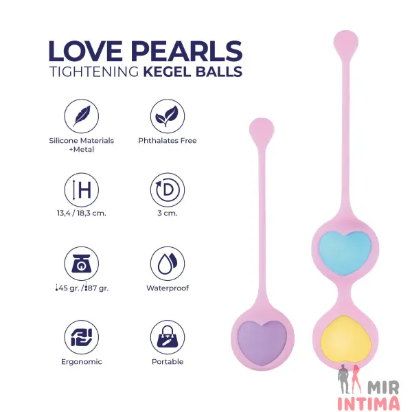 Вагинальные шарики Wooomy Love Pearls, силикон - 4