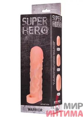 Насадка на пенис с тремя вариантами удлинения SUPER HERO VARRIOR, 16см