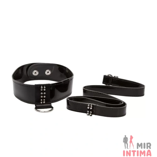 Лакированный ошейник с поводком - Diamond Leash and Collar Set