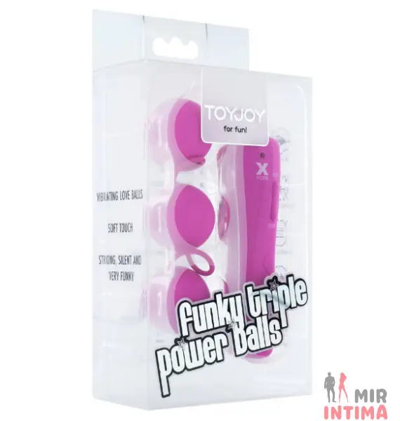 Вагинальные шарики с функцией вибрации Funky Triple Power Balls - 1