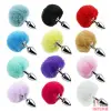 Анальная пробка с хвостом EGZO Bunny Tail Silver Plug, размер S - 9