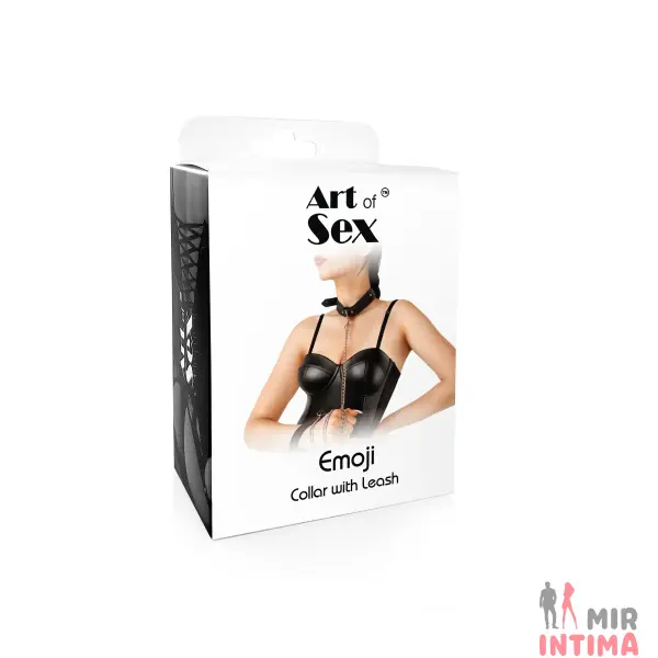 Ошейник с поводком Art of Sex - Emoji Collar with Leash, экокожа - 3