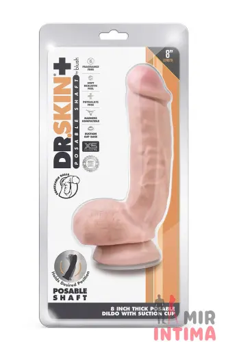 Реалистичный дилдо с подвижным стержнем DR. SKIN PLUS 8 INCH THICK POSEABLE DILDO Реалистичный дилдо с подвижным стержнем DR. SKIN PLUS 8 INCH THICK POSEABLE DILDO
