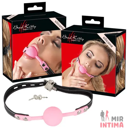 Кляп силиконовый Red Gag Bad Kitty, регуляция 42-58 см