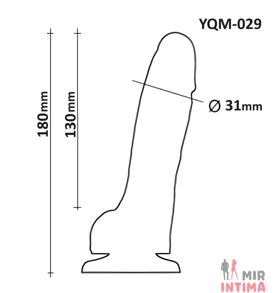 Фаллоимитатор с мошонкой на присоске OYO, 18x3.1 см  - 7