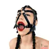 Кляп-маска с силиконовым кольцом Art of Sex - Tamer, Натуральная кожа