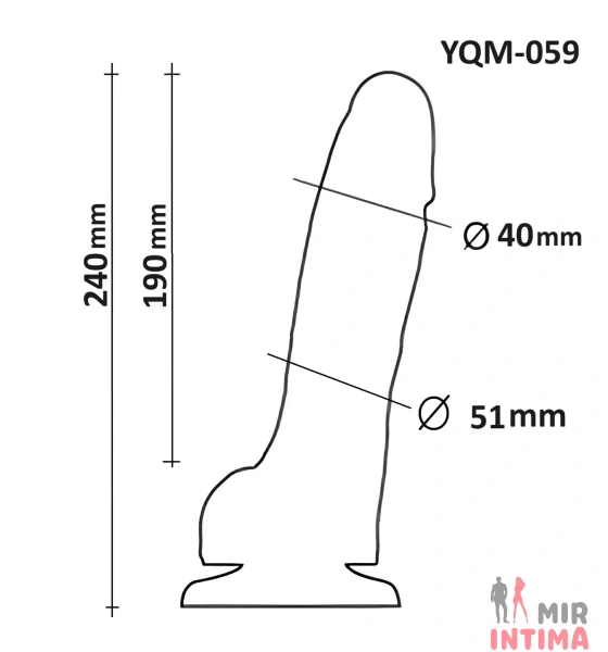 Фаллоимитатор с мошонкой на присоске OYO, 24x5,1см  - 3