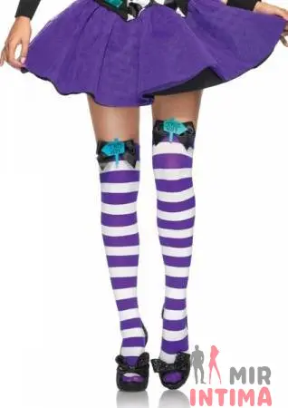 Чулочки Mad Hatter с бантиками выше колена