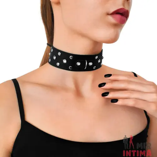 Ошейник из натуральной кожи с заклепками и стразами Art of Sex - Jenna Collar Ошейник из натуральной кожи с заклепками и стразами Art of Sex - Jenna Collar