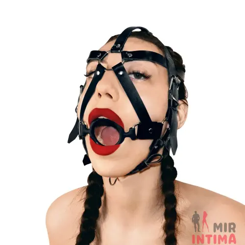 Кляп-маска с силиконовым кольцом Art of Sex - Tamer, Натуральная кожа