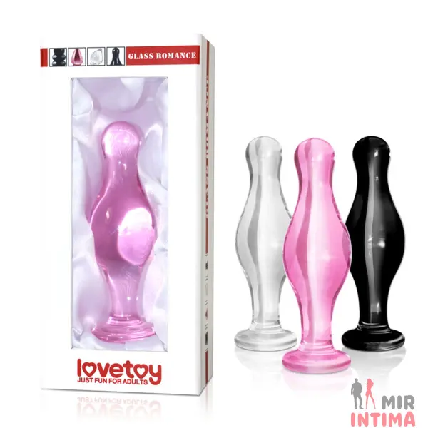 Стеклянная анальная пробка Glass Romance Pink 11,3х3,7 см - 3