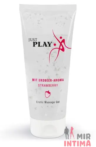 Веганский гель для массажа, с ароматом клубники - Just Play Strawberry, 200 мл