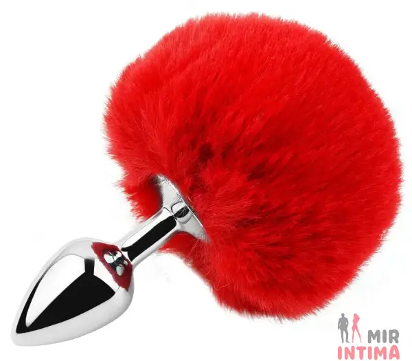 Анальная пробка с хвостом EGZO Bunny Tail Silver Plug, размер S - 3
