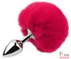 Анальная пробка с хвостом EGZO Bunny Tail Silver Plug, размер S - 6