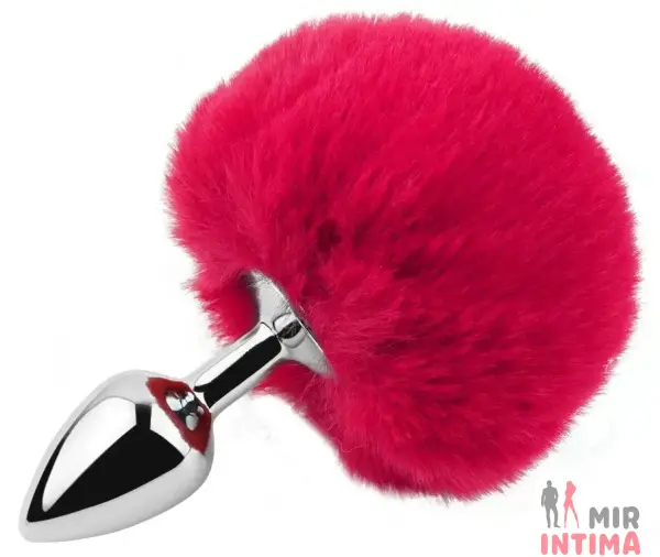Анальная пробка с хвостом EGZO Bunny Tail Silver Plug, размер S - 6