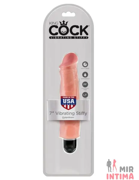 Реалистичный-женский-вибратор-Вибромассажер King Cock 7 Vibr Stiffy Flesh, 21,6х5 см - 2