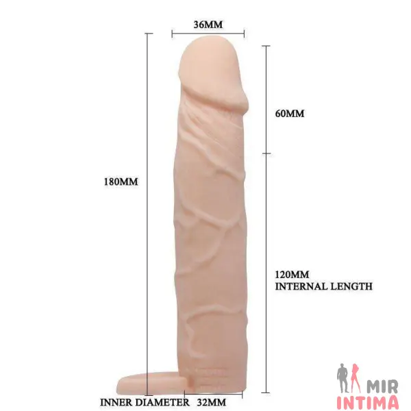 Удлиняющая насадка PENIS SLLIVE 7" с кольцом для мошонки - 4 Удлиняющая насадка PENIS SLLIVE 7" с кольцом для мошонки - 4
