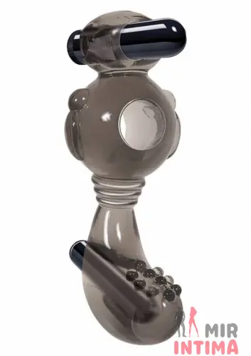 Эрекционное кольцо с вибропулями Ball Buzzer Cock Ring Smoke