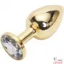 Золотистая анальная пробка с камнем под Swarovski, 7X2,8 см Золотистая анальная пробка с камнем под Swarovski, 7X2,8 см