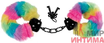 Pride Play Set - меховые наручники и маска на глаза - 1
