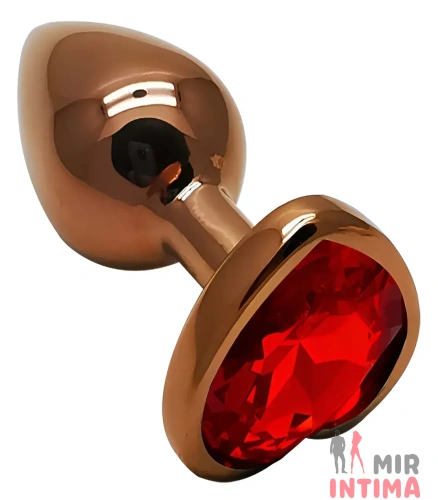 Анальная пробка с кристаллом EGZO Dark Gold Heart Plug, size S