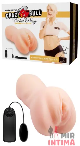 Мастурбатор с вибрацией CRAZY BULL - Realistic Pocket Pussy