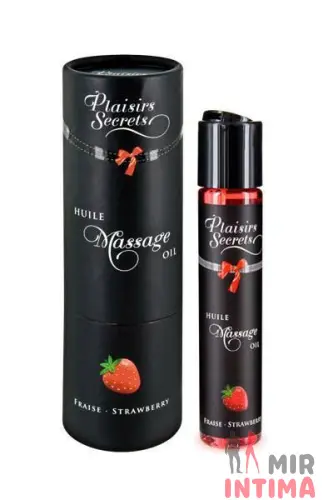Массажное масло Plaisirs Secrets Strawberry с афродизиаками, съедобное, подарочная упаковка, 59 мл