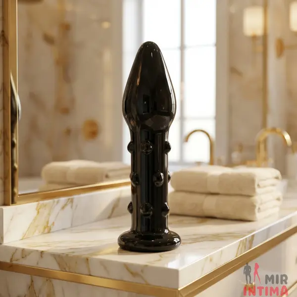 Стеклянный стимулятор Glass Romance Black 11,9х3,5 см - 2 Стеклянный стимулятор Glass Romance Black 11,9х3,5 см - 2