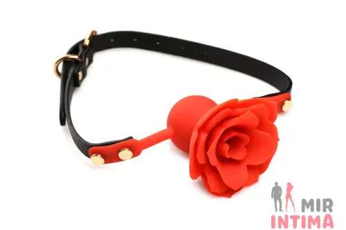 Силиконовый кляп с розой Master Series: Blossom Silicone Rose Gag