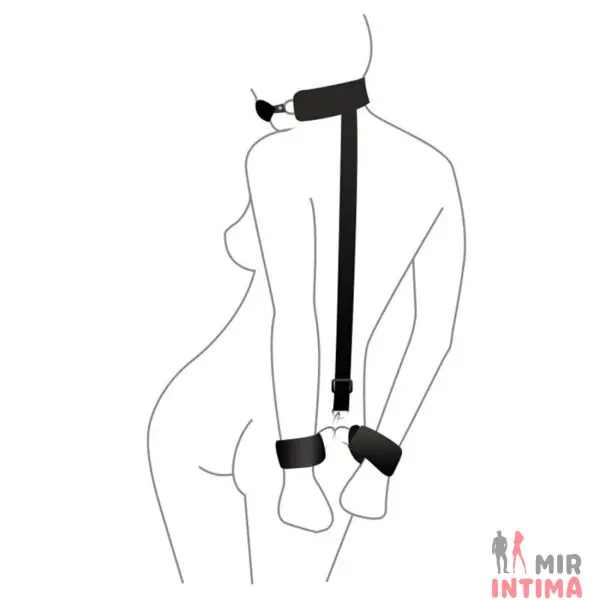 Кляп с наручниками и пластиковым шаром Art of Sex – Handcuffed Gag - 1
