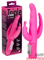Гелевый-и-силиконовый-женский-вибратор-Тройной "Vibe Pink"