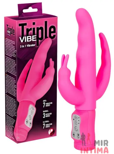 Гелевый-и-силиконовый-женский-вибратор-Тройной "Vibe Pink"